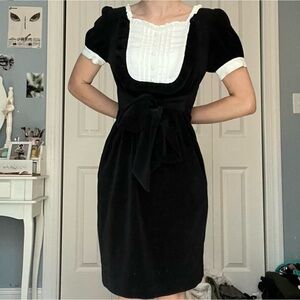 Goth Black and White Bib Maid Midi Dress